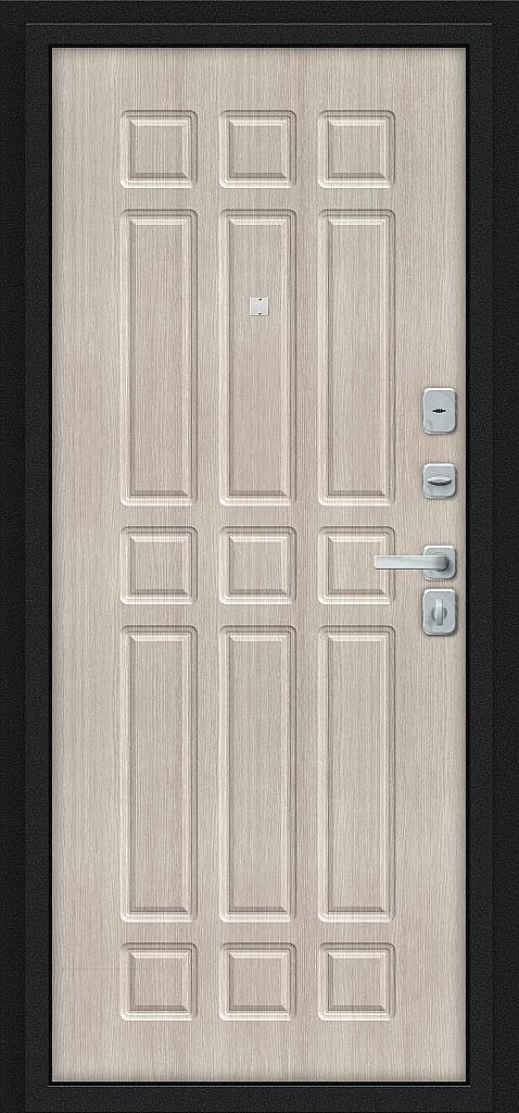 Входная дверь Мило МФ/BChrome Букле черное/Cappuccino Melinga BR6202